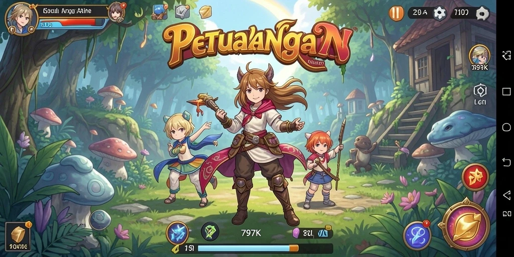 Screenshot gameplay 797K menampilkan karakter Anime yang dinamis dalam pertempuran.