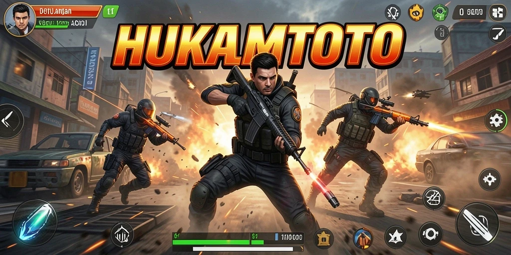 Tampilan gameplay HUKUMTOTO yang mendebarkan dan penuh aksi.
