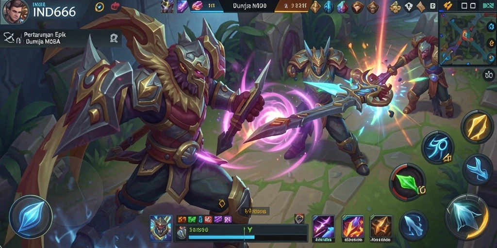 Tampilan epik gameplay <strong>IND666</strong> dengan pertempuran yang mendebarkan.