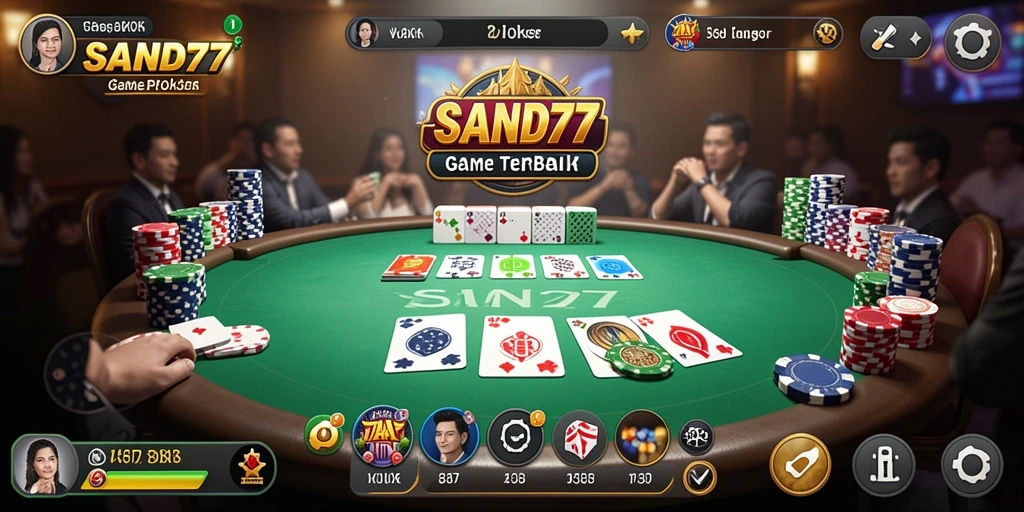 Tampilan gameplay SAND77 yang menegangkan dalam suasana Poker.