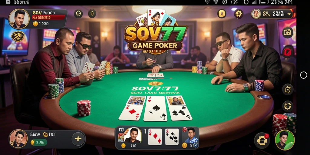 Tampilan gameplay SOV777 yang menarik di tengah permainan Poker.